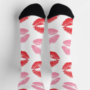 Lippen, rot und rosa, Lippenmuster, Lippenstift, K Socken
