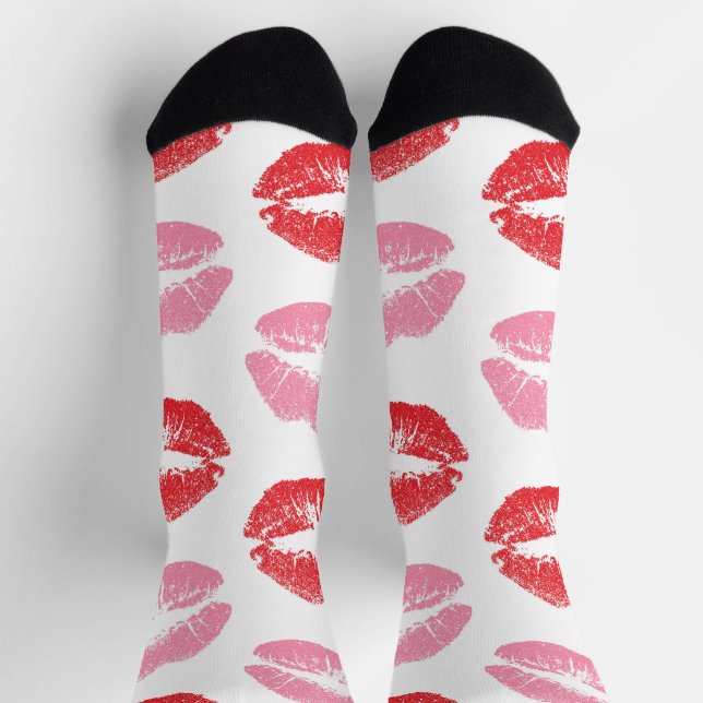 Lippen, rot und rosa, Lippenmuster, Lippenstift, K Socken (Oben)