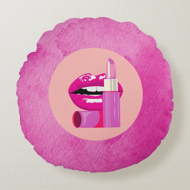 Lippen Rundes Kissen (Vorderseite)