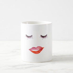 Lippen und Augenlider Kaffeetasse