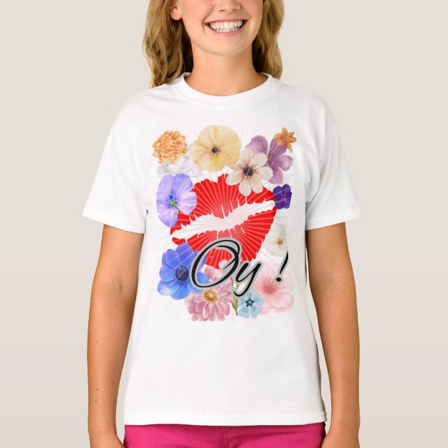 Lippen und Blume T-Shirt (Vorderseite)