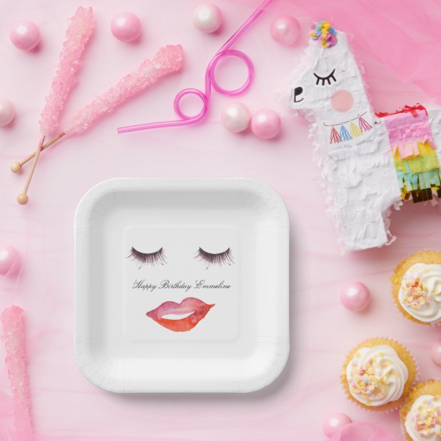 Lippen und Eyelashes Pappteller (Party)