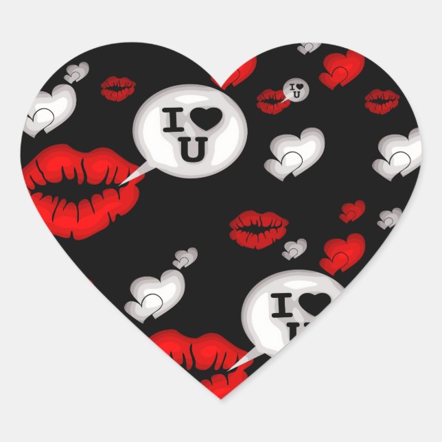 Lippen und Liebe Herz-Aufkleber (Vorderseite)