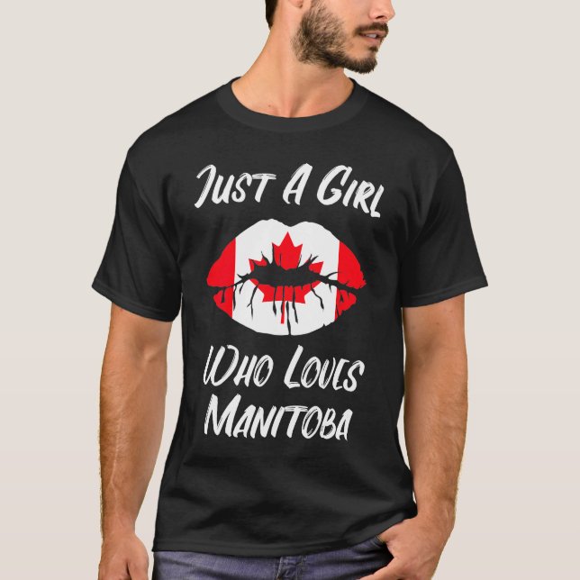 Lippen und Liebe Kanadische Flagge Manitoba T-Shirt (Vorderseite)