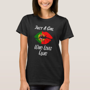 Lippen und Mund lieben die portugiesische Flagge E T-Shirt