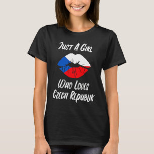 Lippen und Mund lieben die tschechische Flagge T-Shirt