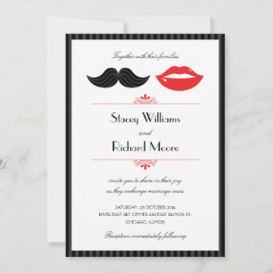 Lippen und Mustache Einladung zur Hochzeit