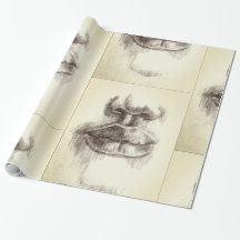 Lippen- und Nasen-Bleistiftzeichnung - Geschenkpap