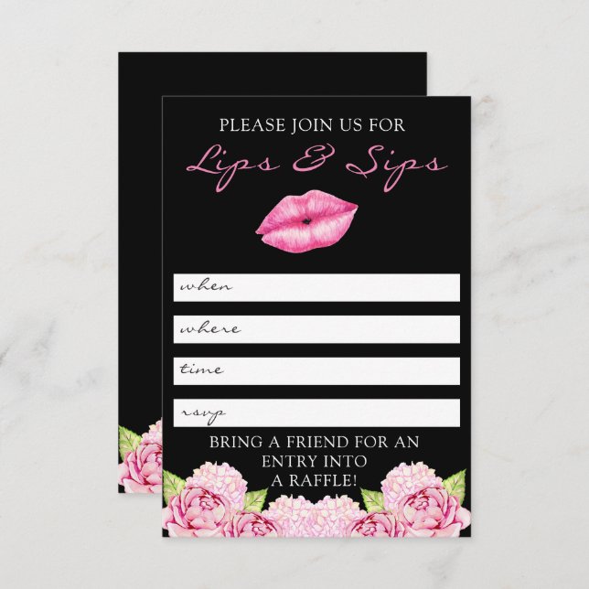 Lippen und Sips Lipsense Party Einladung (Vorne/Hinten)
