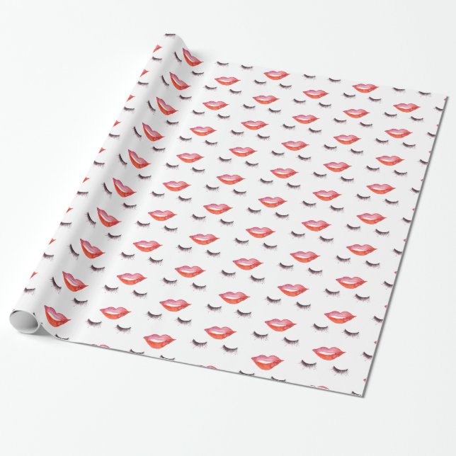 Lippen und Wimpern Geschenkpapier (Ungerollt)