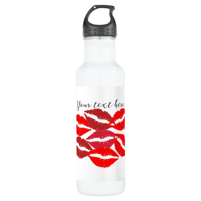 Lippen Wasserflasche personalisieren Edelstahlflasche (Vorderseite)