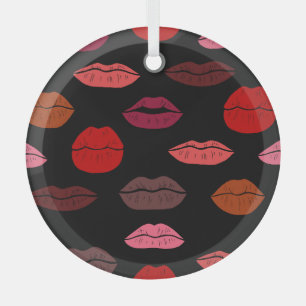 Lippenabdruck, rote rosa Küsse. Ornament Aus Glas