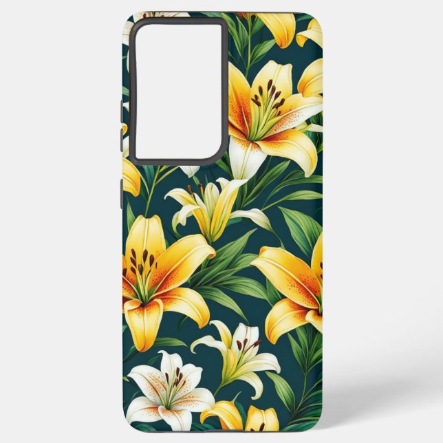 Lippenfarbiges Blume-Muster Samsung Galaxy Hülle (Rückseite)