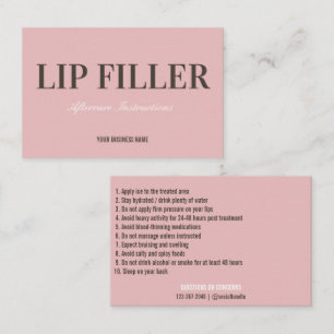 Lippenfüller Aftercare Instruction Business Card Visitenkarte