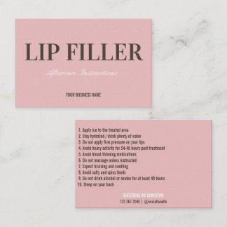 Lippenfüller Aftercare Instruction Business Card Visitenkarte