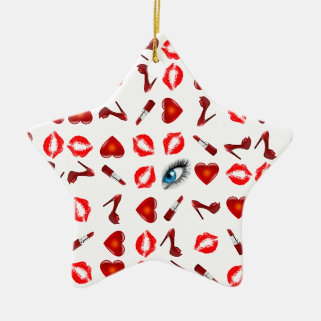 Lippenkuss-Chic Keramik Ornament (Vorne)