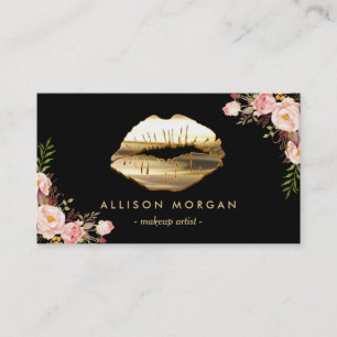 LippenMaskenbildner des Gold3d mit Blumen (neue Visitenkarte