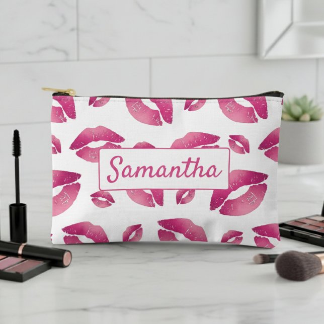 Lippenmuster Rosa & Weiß Zubehörtasche (Von Creator hochgeladen)