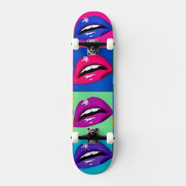 LippenPop-Kunst-Plattform Skateboard (Vorderseite)
