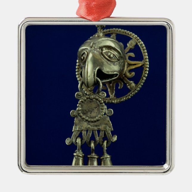 Lippenstecker des Vogelgottes Silbernes Ornament (Vorne)