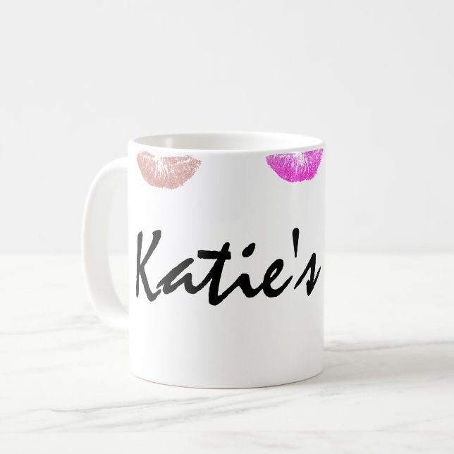 Lippenstift befleckte personalisierte Tasse (Vorderseite Links)