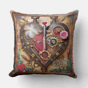 Lippenstift Blumen Herz Steampunk Serie Kissen