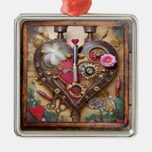 Lippenstift Blumen Herz Steampunk Serie Ornament Aus Metall