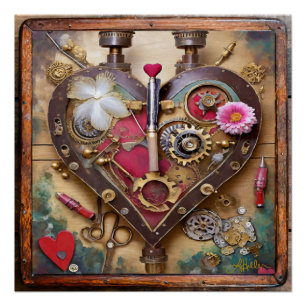 Lippenstift Blumen Herz Steampunk Serie Poster