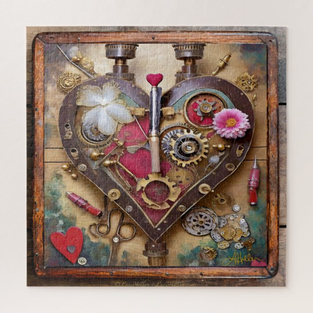Lippenstift Blumen Herz Steampunk Serie Puzzle (Vertikal)