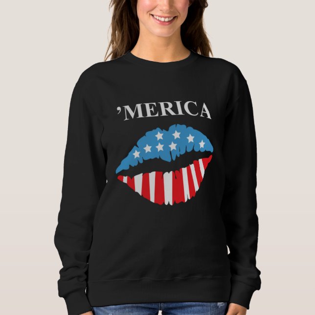 Lippenstift-Färbung der Merica-Amerikanischen Flag Sweatshirt (Vorderseite)