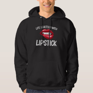 Lippenstift für Frauen Mädchen Lippen Beißen Rote Hoodie