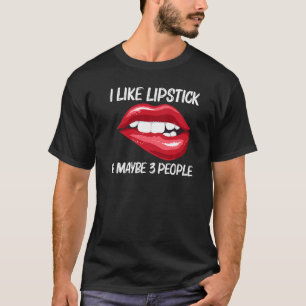 Lippenstift Für Frauen Mädchen Lippen Beißen Rote T-Shirt