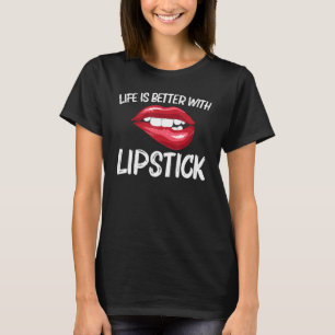 Lippenstift für Frauen Mädchen Lippen Beißen Rote T-Shirt