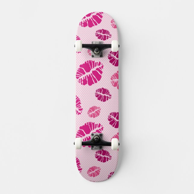 Lippenstift-Kuss-Form-Druck-Muster Skateboard (Vorderseite)