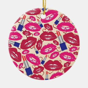 Lippenstift-Kuss-Muster Keramik Ornament