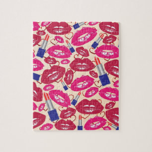 Lippenstift-Kuss-Muster Puzzle