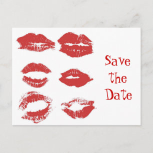 Lippenstift-Küsse - Save the Date Ankündigungspostkarte