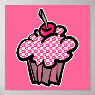Lippenstift küsst Cupcake Poster