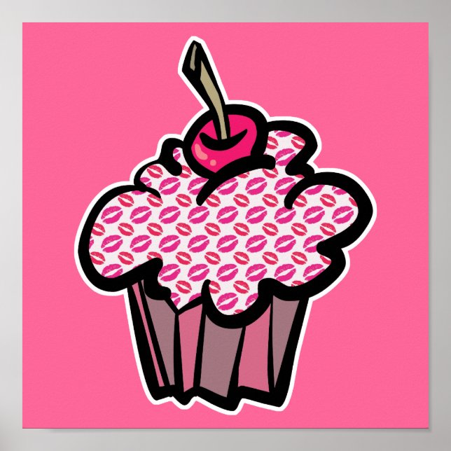 Lippenstift küsst Cupcake Poster (Vorne)