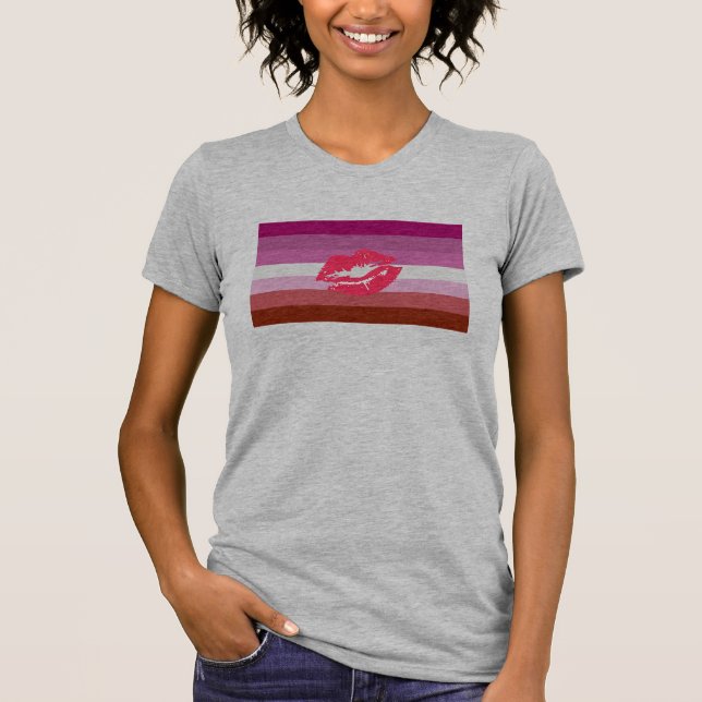 Lippenstift-Lesben-Flagge T-Shirt (Vorderseite)
