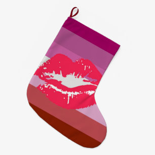 Lippenstift-Lesben-Stolzflagge Großer Weihnachtsstrumpf