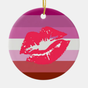 Lippenstift-Lesben-Stolzflagge Keramik Ornament