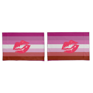 Lippenstift-Lesben-Stolzflagge Kissenbezug