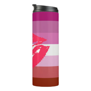 Lippenstift-Lesben-Stolzflagge Thermosbecher