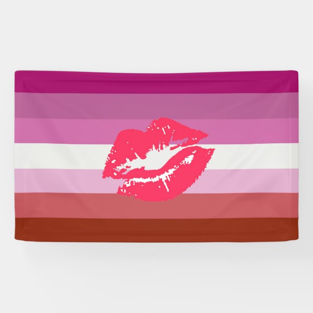 Lippenstift-lesbische Stolz-Flagge Banner (Horizontal)
