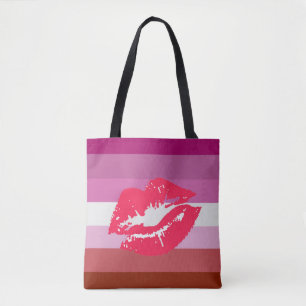Lippenstift Lesbischer Stolz Flagge und Lippen