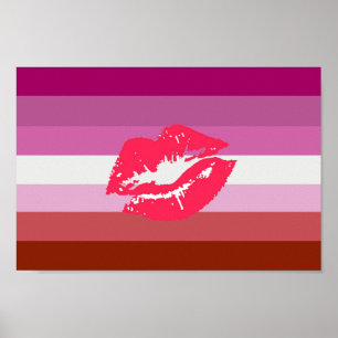Lippenstift Lesbischer Stolz Flagge und Lippen Poster