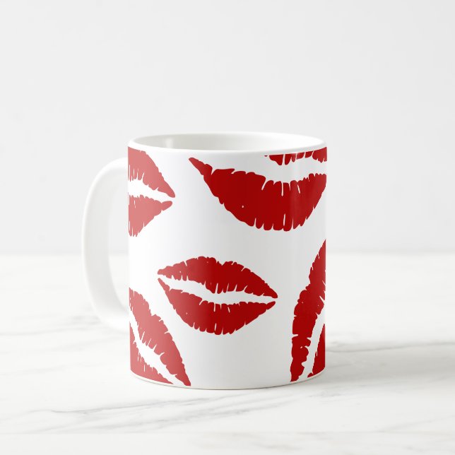 Lippenstift-Lippen ganz über Druck Kaffee-Tasse Tasse (Vorderseite Links)