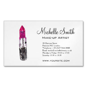 Lippenstift-Make-upeinbrennen des Aquarells rosa Magnetische Visitenkarte