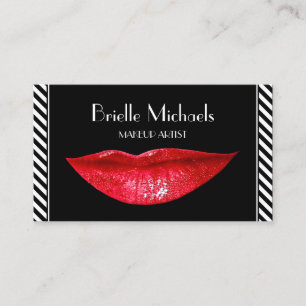 Lippenstift-Schwarz-Streifen-Makeup-Artist Visitenkarte